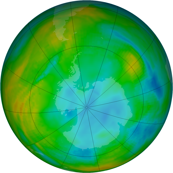 Antarctic ozone map for 28 July 1989